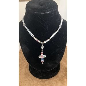 Multi Strand Cloissone Cross Necklace